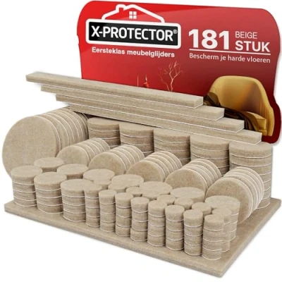 Afbeelding van Meubilair Pads Vloerbeschermers X PROTECTOR 181 stuks, Beige Vilten voor Stoelpoten Meubelpoten Enorme Hoeveelheid Vloerbescherming