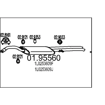 Afbeelding van MTS 01.95560 Einddemper 1260mm SEAT: Toledo I Hatchback (1L) 1.9 TDI 1995 1999