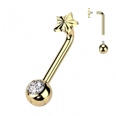 Afbeelding van Piercing titanium ster goud