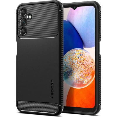 Afbeelding van Samsung Galaxy A14 (5G) Hoesje Siliconen en TPU (zacht) Spigen Softcase/Backcover Zwart Telefoonhoesje Shockproof/Valbescherming