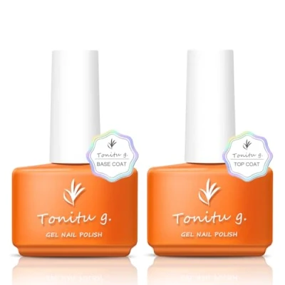 Afbeelding van Tonitu G 2 delige set, gellak toplak, basislakset, 7 ml, niet uitwisbare diamant extra sterke basislak, hoogglanzend, duurzaam, inweken, heldere nagelgel en acrylnagels