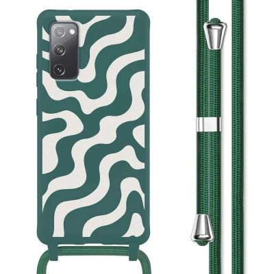 Afbeelding van Samsung Galaxy S20 FE Hoesje Siliconen en TPU (zacht) imoshion Softcase/Koordhoesje/Backcover Petrol Green Groovy Telefoonhoesje