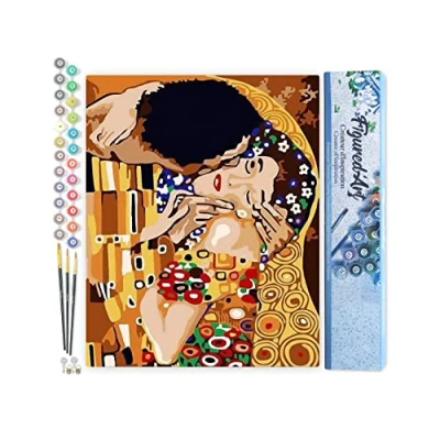 Afbeelding van Figured&#039;Art Schilderen op Nummer Volwassenen canvas Mooie kus Handwerk acrylverf Kit DIY Compleet 40x50cm zonder frame