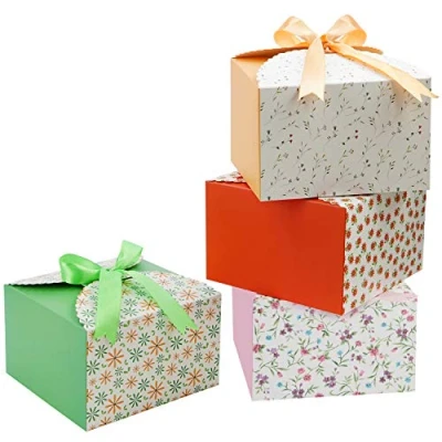 Afbeelding van Belle Vous 20 Pak Geschulpte Papieren Vierkante Geschenk Doosjes met Lint 14,7 x 9,4 cm Kleine voor DIY Huwelijk en Feestgeschenken, Handgemaakte Zeep &amp; Snoep