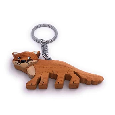 Afbeelding van H Customs sleutelhanger met vos, dier, schattig, hout, edel, handgemaakte
