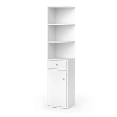 Afbeelding van Vicco Hoekplank &quot;Larry&quot;, Wit, 30 x 135.5 cm met deur en lade