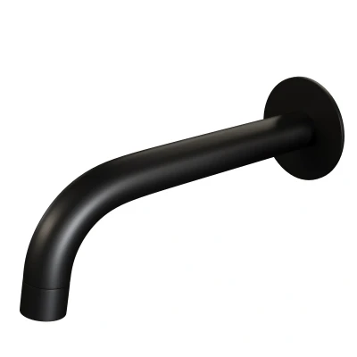 Afbeelding van Brauer Black Edition Baduitloop gebogen uitloop 20cm rozet mat zwart