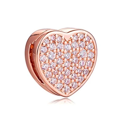 Afbeelding van PANDOCCI 2020 Valentijnsdag Gift Reflexions Pave Hart Clip Bead 925 Zilver DIY Past voor Originele Pandora Armbanden Charm Mode Sieraden (Zilver)
