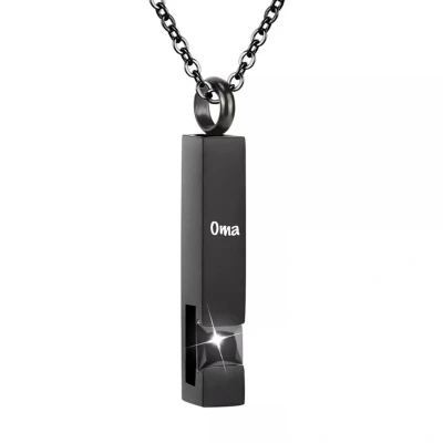 Afbeelding van Luxe Ashanger Met Ketting En Gravering Oma Assieraad Zwart Zwarte Steen As Gedenksieraad Urn Incl. vuller