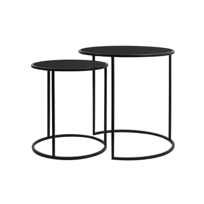 Afbeelding van Light &amp; Living Duarte bijzettafel set van 2 zwart glas/mat Glas