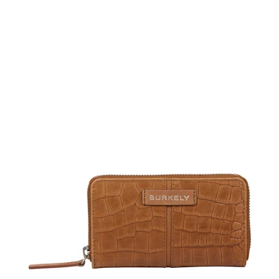 Afbeelding van BURKELY leren portemonnee Cool Colbie met crocoprint cognac