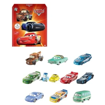 Afbeelding van Mattel Disney Pixar Cars Metalen Miniracers Set van 10 Voertuigen, miniatuurraceauto&#039;s, klein, draagbaar, autospeelgoed om te verzamelen, gebaseerd op films, voor kinderen vanaf 3 jaar, HBW15