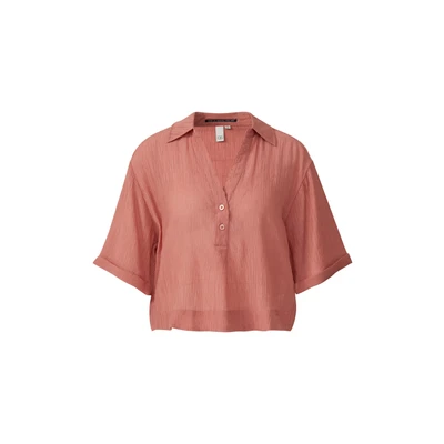 Afbeelding van QS Strukturierte Blouse, Dames, Maat: 40, Papaya