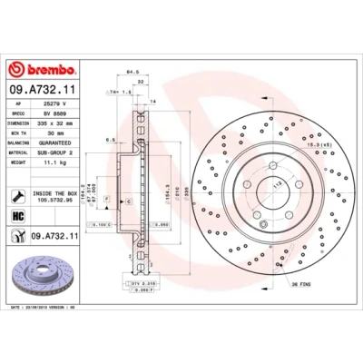 Afbeelding van Brembo Remschijf 09.A732.11