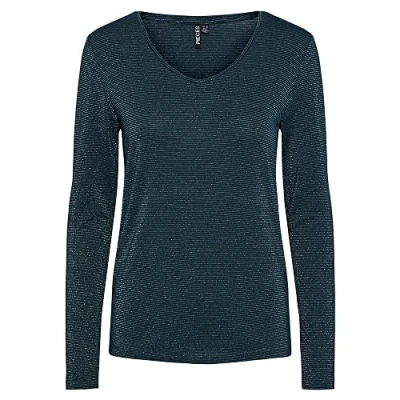 Afbeelding van PIECES PCBILLO LS V hals Lurex Stripes NOOS FC, Reflecterende pond/strepen: goud, XS