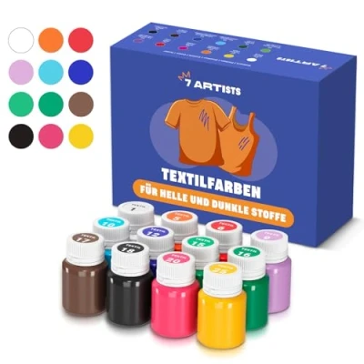 Afbeelding van 7 Artists Textielverf 18x20 ml Fabric Paint Permanente Stofkleuren Stoffenkleuren Kleur voor Stoffen Verf Acryl Pack