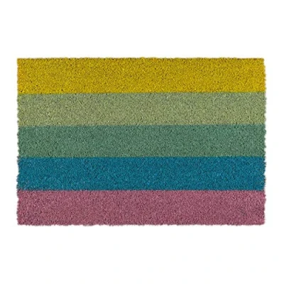 Afbeelding van Relaxdays deurmat kokos, 75 x 25 cm, schoonloopmat binnen &amp; buiten, weerbestendig, antislip, kokosmat, regenboog