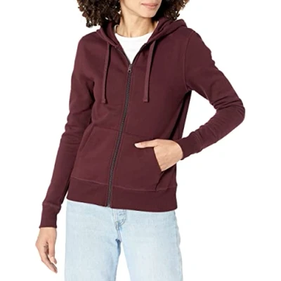 Afbeelding van Amazon Essentials Women&#039;s Fleecetrui van Franse badstof met volledige ritssluiting (verkrijgbaar in grote maten), Bordeauxrood, S