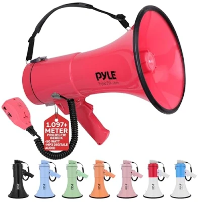 Afbeelding van Pyle Megafoon Speaker 50 Watt Draagbare PA Bullhorn met Sirene en Verstelbaar Volume Bereik tot 1100 m²