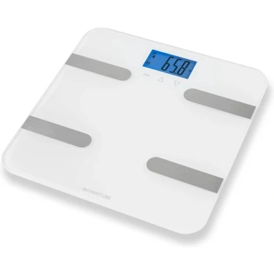 Afbeelding van Inventum PW810W Personenweegschaal Digitaal Lichaamsanalyse 10 gebruikers Tot 180 kg Inclusief batterijen Glas Wit