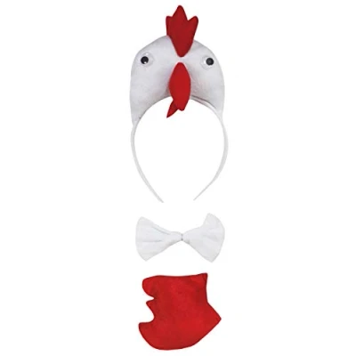 Afbeelding van Petitebelle Cutie Hoofdband Bowtie Tail Unisex 3 delig Kinderkostuum (3D Witte Kip Kip)