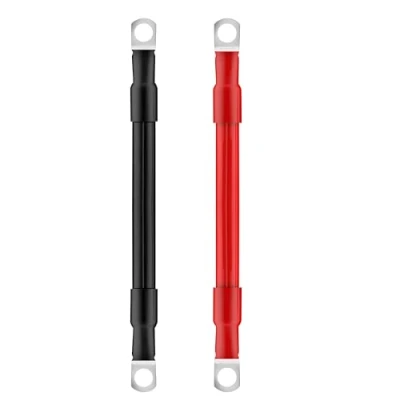 Afbeelding van QIMEI SHOP Batterijkabel, 25 mm², 15 cm, auto accukabel, 12 V, 3 AWG, koperen kabel met M10 ringklemmen voor vrachtwagen, motorfiets, zonne energie, marineblauw, rood, zwart, 2 stuks