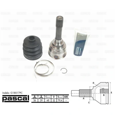 Afbeelding van Homokineet reparatie set, aandrijfas PASCAL G18017PC