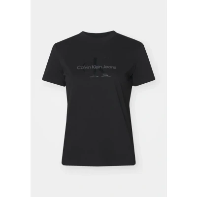 Afbeelding van Calvin Klein Jeans Glossy Monologo Regular TEE Tshirt print, Dames, Maat: XS, Black