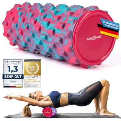 Afbeelding van Foamroller te gebruiken voor zelfmassage en spier bindweefseltraining 33 x 14,5 cm (Zwart Rood)