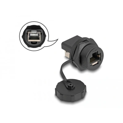 Afbeelding van Delock RJ45 Cat.6A Kupplung mit Verschlusskappe zum Einbau IP67 staub