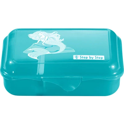 Afbeelding van Step by Lunchbox &quot;Mermaid Delia&quot;, blauw, met scheidingswand en kliksluiting, vaatwasmachinebestendig, BPA vrij, voor school kleuterschool, meisjes, 0,9 liter