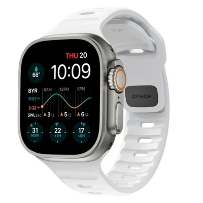 Afbeelding van Apple Watch bandje Synthetisch rubber Wit Geschikt voor Series1/2/3/4/5/6/7/8/9/10/SE (38/40/41 mm) Series 10 (42 White