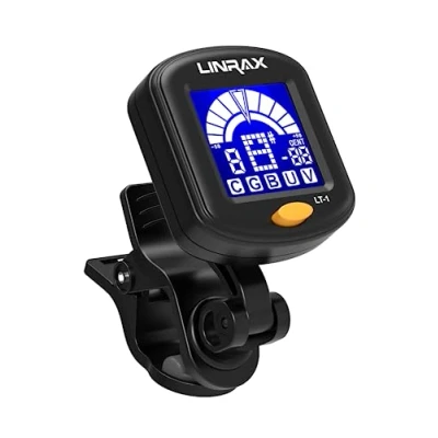 Afbeelding van Linrax LT 1 Clip On Tuner, Stemapparaat voor Gitaar Bas Ukelele Viool Banjo Mandoline Viola Cello, Digitale Gitaartuner met 360 LCD Display, Chromatische Stemmer Alle Snaarinstrumenten, Zwart