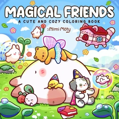 Afbeelding van Magical Friends: A Cute and Cozy Coloring Book for Adults Teens Featuring Animal Characters with Dreamy Cuddle Moments Relaxation