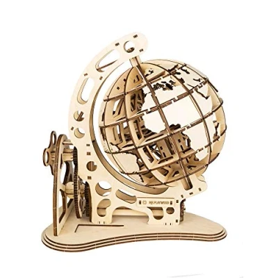 Afbeelding van Mr. Playwood Globe 3D houten puzzel Bouwpakket hout DIY Knutselen Miniatuur 145 onderdelen