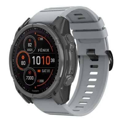 Afbeelding van QuickFit Stripe Siliconenbandje voor de Garmin Watch 26 mm aansluiting Grijs imoshion bandje Geschikt Enduro 3 51 mm,