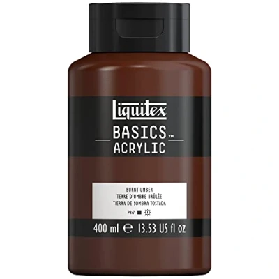 Afbeelding van Liquitex Basics 8870333 Monopigmenteerde acrylverf, kunstenaarspigmenten, lichtecht, gemiddelde viscositeit, archiefkwaliteit, zijdeglanzende afwerking, 400ml Burnt Umber