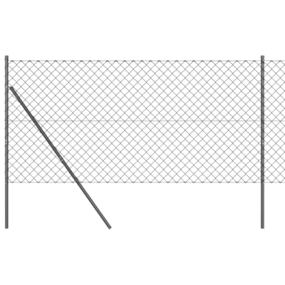 Afbeelding van vidaXL Kettinglinkhek met 7 palen 1,2x10 m Gegalvaniseerd staal Grijs