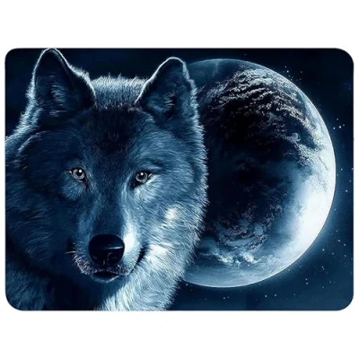 Afbeelding van Silent Monsters Muismat Grootte S (24 x 20 cm), Mouse Pad Design: Wolf, Laser Besnoeiing Rand, voor Bureau en Gaming, Mousepad Antislip rubberen basis