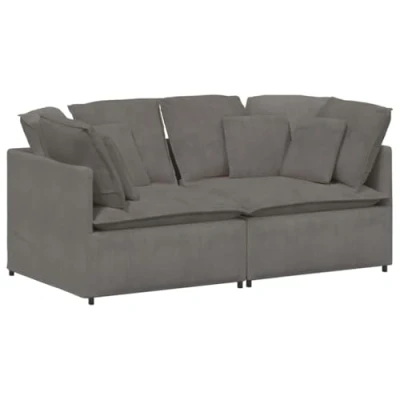 Afbeelding van vidaXL Modulaire bank met kussens corduroy stof lichtgrijs