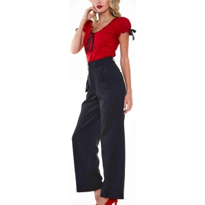 Afbeelding van Voodoo Vixen Bow pocket Wijde broek M Zwart