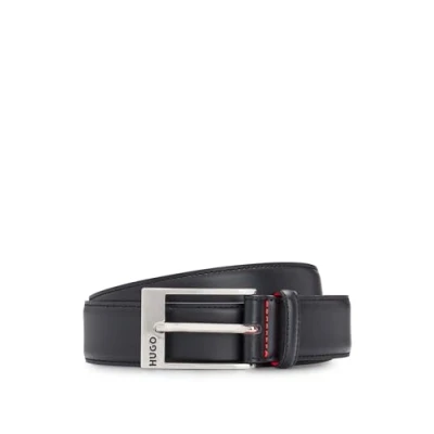 Afbeelding van HUGO BOSS heren Barney riem van kalfsleer in de kleur Zwart, maat: 110 cm