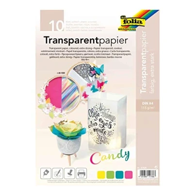 Afbeelding van Folia transparant papier, pak van 10 vel in 5 geassorteerde kleuren tekenpapier