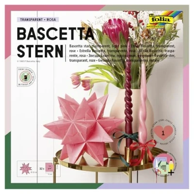 Afbeelding van folia 826/1515 Bascetta Set, transparant papier, 15 x cm, 115 g/m², 32 vellen, diameter van de knutselster ca. 20 inclusief knutselhandleiding, roze