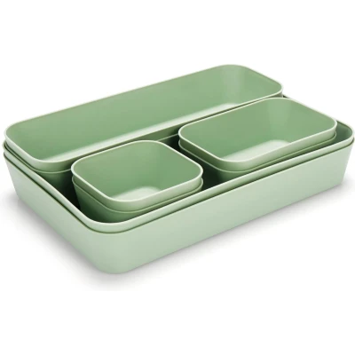 Afbeelding van Belle Vous 8 Stuks Groene Lade Organizer Tray Set Plastic Bureau Verdelers Opslag voor Badkamer, Kantoor, Slaapkamer of Keuken Doosjes Make up &amp; Sieraden