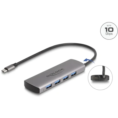 Afbeelding van Delock USB 10 Gbps 4 Port Typ A Hub mit Type C™ Anschluss un