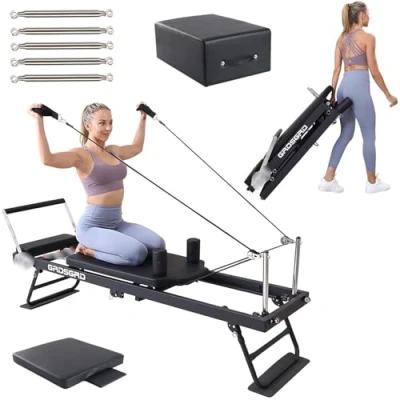 Afbeelding van GRDSGRD Pilates Reformer Machine Opvouwbare Equipment voor Home Workouts, Draagbare Gym,zwart