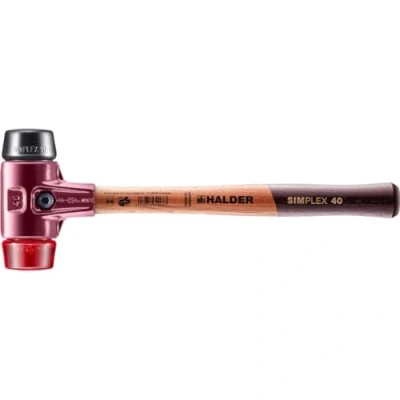 Afbeelding van Halder Kunststofhamer lengte 330 mm kop d. 40 middelhard/hard hout rubber zwart/plastic rood 1 stuk 3026.040