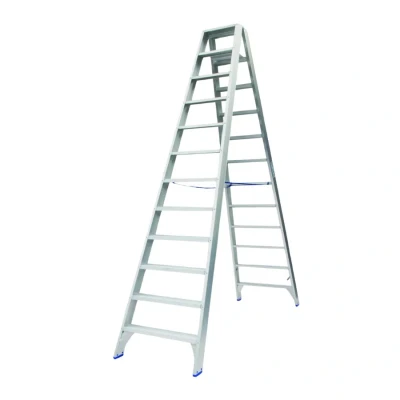 Afbeelding van Solide dubbele trapladder 2x12 treden
