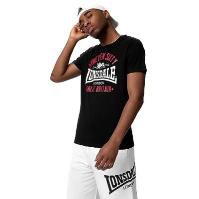 Afbeelding van Lonsdale Normale Passform Kilchoan Tshirt print, Heren, Maat: Medium, Black red white